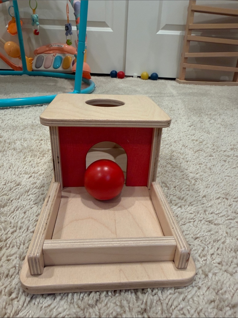Classic Wooden Ball Drop Toy - Red